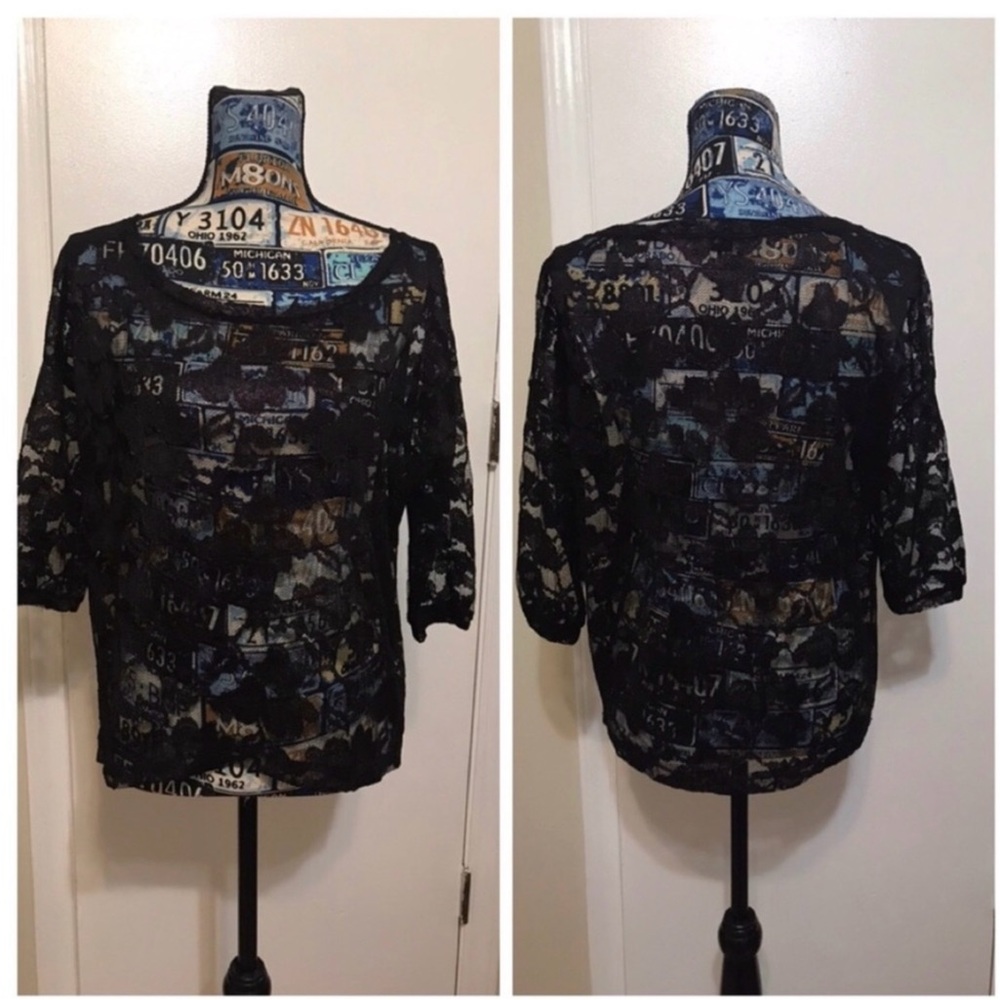 NWOT Forever 21 Lace Sprinkles Black/Purple Top
